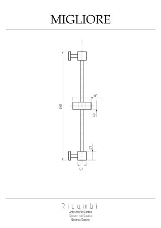 QUADRA Штанга душевая, с держателем, H70 cm., золото, артикул 20191