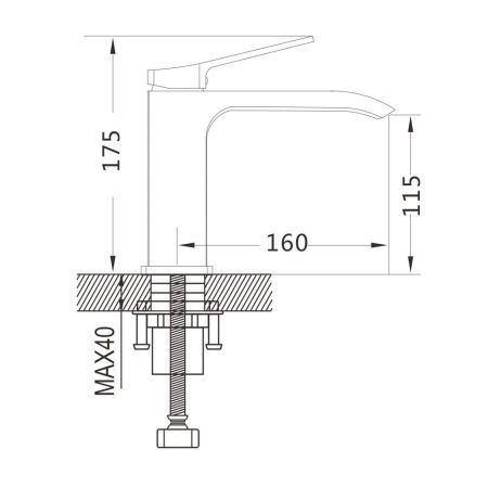 Смеситель для раковины Shevanik S4101T, оружейная сталь