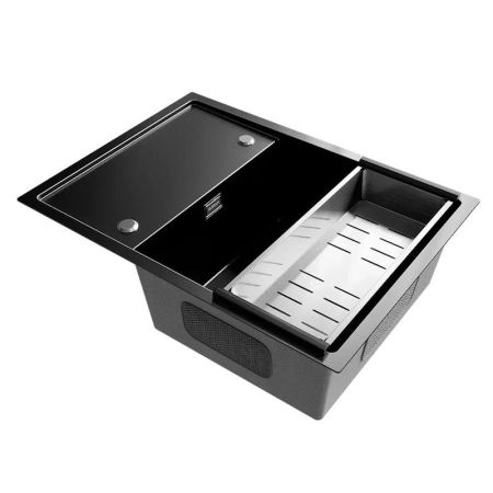 Кухонная мойка Ulgran Steel 680x500, вороненая сталь, артикул US 680-003