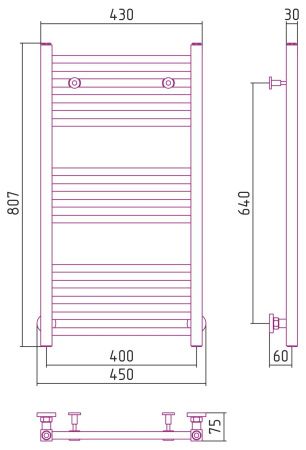 Полотенцесушитель водяной МОДУС 800х400 (МУАР Темный Титан)