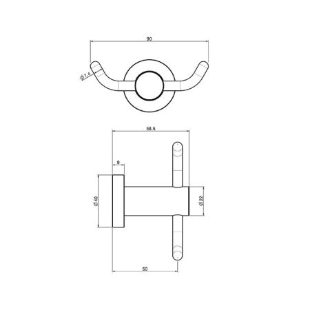 Fima Carlo Frattini Rotola Крючок двойной, цвет: чёрный матовый
