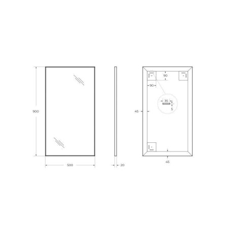 Зеркало в алюминиевой раме SPC-AL-500-800 Nero, 500x20x800, артикул SPC-AL-500-800 Nero