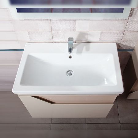 Тумба под раковину подвесная Бриклаер Брайтон бежевый, 80 см, артикул 4627125415838