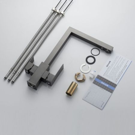 Смеситель для кухни с подключением фильтра Shevanik S148T, оружейная сталь, артикул S148T