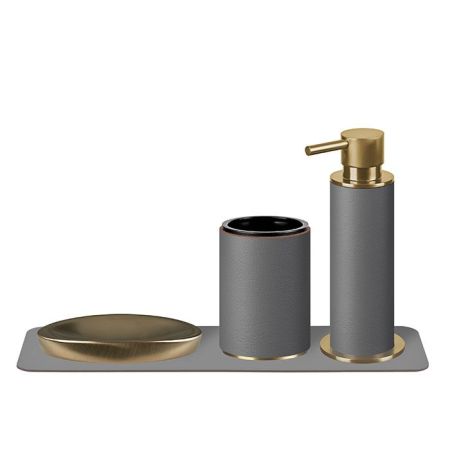 ADJ Стакан для зубных щеток, D7xH10 см., цвет:gold/серый, артикул 4941.gold/03