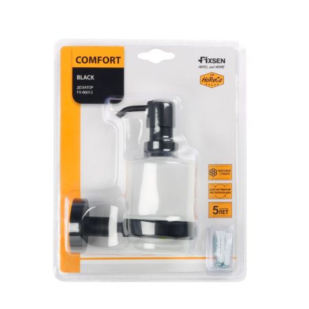 Дозатор жидкого мыла FIXSEN COMFORT    BLACK FX-86012, черный, артикул FX-86012