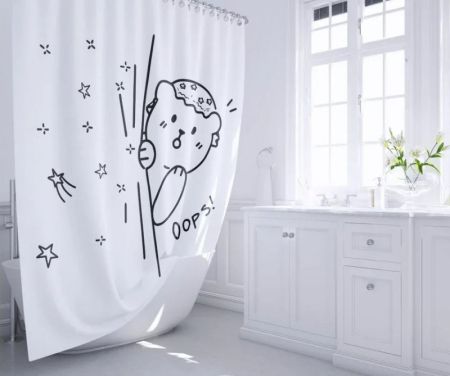 Шторка для ванны Fixsen Teddy Oops FX-2505 Белая Черная, артикул FX-2505