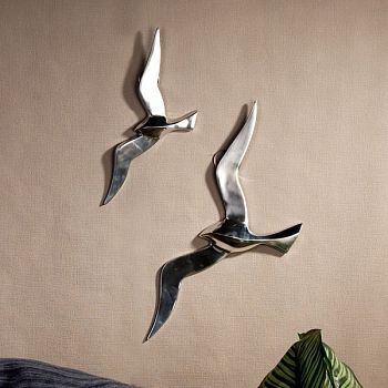 Casablanca, настенная маленькая алюминиевая композиция "Птица", цвет серебристый