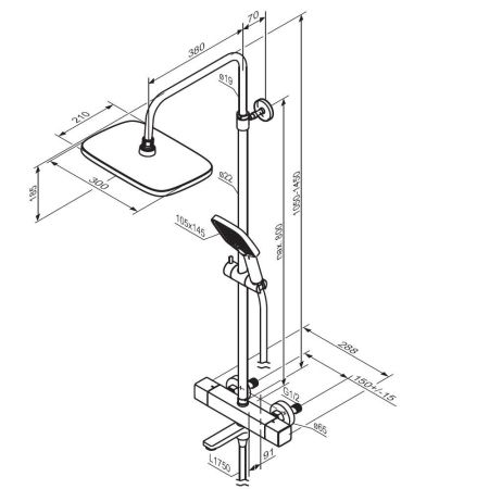 953810000 Gala душевая система с ванно душевым ТМС смесителем, хром, артикул 953810000