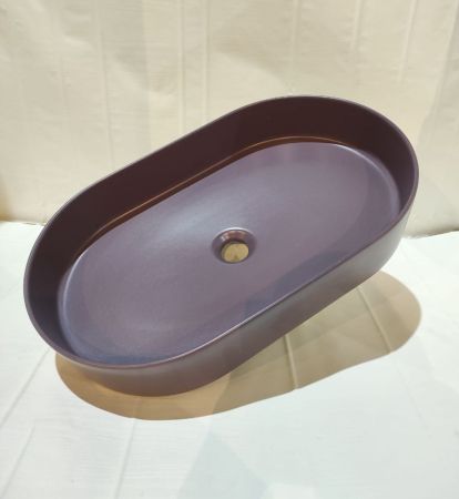 White Ceramic Blade, накладная овальная раковина 60x36x12h см, цвет сливовый матовый, артикул W0527PL
