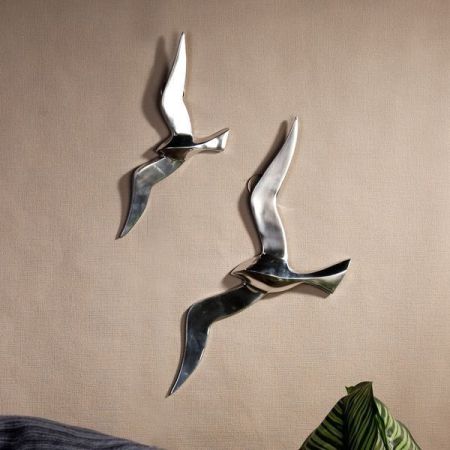 Casablanca, настенная маленькая алюминиевая композиция "Птица", цвет серебристый, артикул 32727