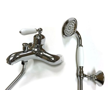 Смеситель для ванны Bronze de Luxe Perse TB9055-OR Хром ручка Белая, артикул TB9055-OR