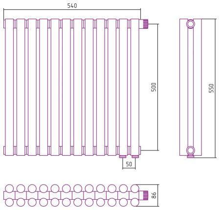 Отопительный радиатор ЭСТЕТ-11 н/ж EU50 500х540 / 12 сек (ЗОЛОТО)
