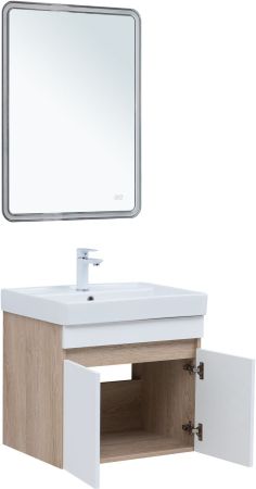 Тумба под раковину Aquanet Оптима 60 дуб светлый/белый сатин, артикул 00344799