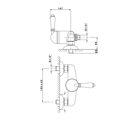 Nicolazzi Cristallo Смеситель для душа однорычажный, вывод снизу 1/2", цвет: хром, артикул 3405CR33