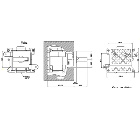 Gessi Rettangolo Встраиваемый запорный вентиль для термостатического смесителя, подключение на 3/4” (внешняя часть), цвет: хром