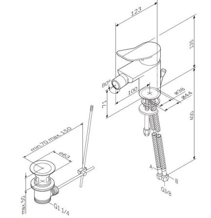 F85A83100 X-Joy, смеситель д/биде излив 100 мм с д/к , хром, шт., артикул F85A83100