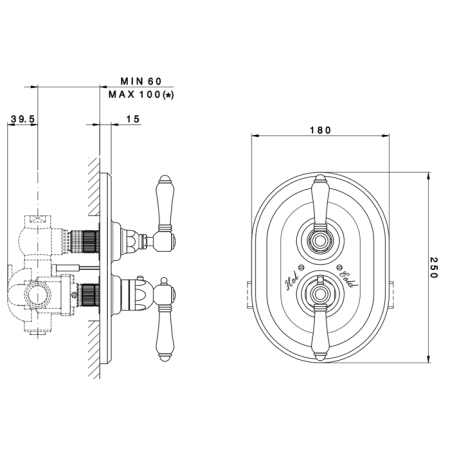 Nicolazzi Termostatico Внешняя часть встраиваемого смесителя, 3/4” с запорным вентилем, цвет: хром, артикул 4909CR69