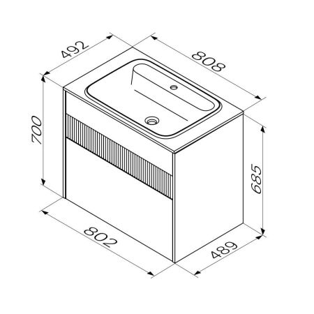 M8FFUX0802WM Func, База 2 ящика (push-to-open), 80 см, цвет белый матовый, артикул M8FFUX0802WM