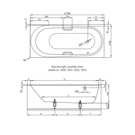 Опора для ванны, Bette, универсальная, комплект-2 штуки, артикул B23-1500