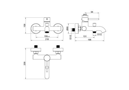 Смеситель для ванны AQUATEK, матовый черный AQ1340MB ЕВРОПА, артикул AQ1340MB