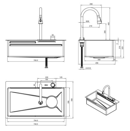 Мойка многофункциональная ПРОФСАН (PSM-9944ST), артикул PSM-9944ST