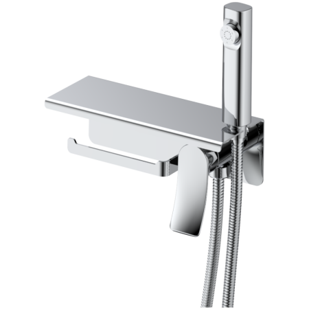 Смеситель с гигиенической лейкой, полочкой и держателем туалетной бумаги HAIBA хром (HB55553), артикул HB55553