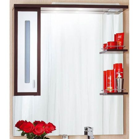 Зеркало со шкафом Бриклаер Бали 90 с подсветкой Корпус венге, фасад белый L