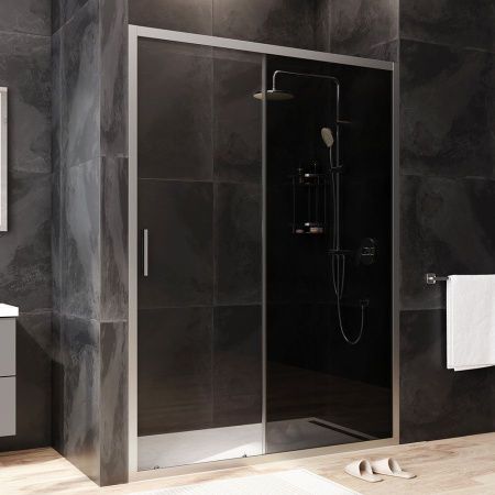 W90G-140-1-195MG Gem Solo Дверь душевая 140х195, стекло тонированное, профиль матовый хром W90G-140-1-195MG Gem Solo Дверь душевая 140х195, стекло тонированное, профиль матовый хром