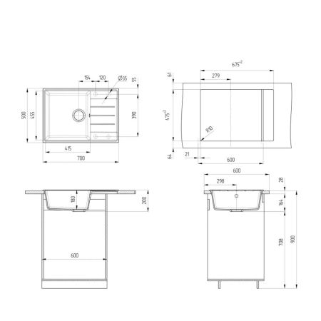 Кухонная мойка Ulgran Quartz Prima 700-10, песок, артикул Prima 700-10