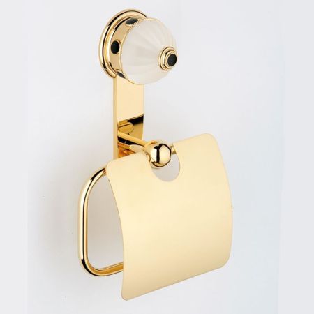 THG CHEVERNY ONYX NOIR Держатель туалетной бумаги с крышкой, вставки темный оникс, цвет полированное золото, артикул U1V-F01-538AC