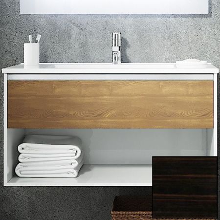 Тумба с раковиной SanVit Контур 75 kkont075 с фактурой под дерево подвесная Черное дерево, артикул kkont075