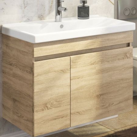 Тумба с раковиной Comforty Тромсе 80 4142219 подвесная Дуб сонома