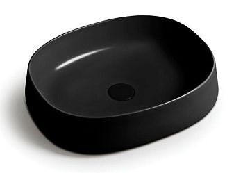 White Ceramic Jumper, накладная прямоугольная раковина 50x40x13h см, цвет черный матовый