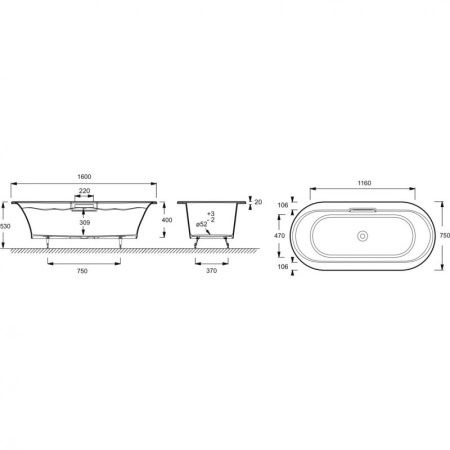 Чугунная ванна Jacob Delafon Volute 160x75 E6D036-00 с антискользящим покрытием