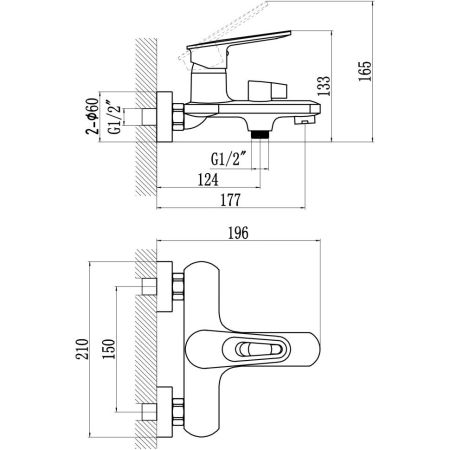 Смеситель для ванны Savol S-600603A, хром, артикул S-600603A