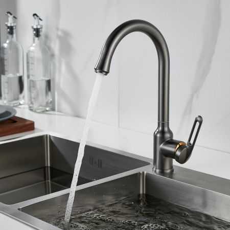 Смеситель для кухни Raffine F103T, оружейная сталь