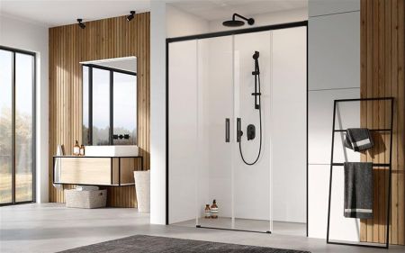 Душевая дверь в нишу Radaway Idea Black DWD 190 профиль Черный стекло прозрачное, артикул 387129-54-01