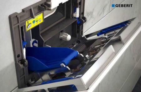 GEBERIT (*Sigma 40 New) Cмывная клавиша с системой удаления запаха,Стекло,белое / алюминий