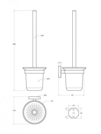 RELAX-TBS-V-01 Ёршик для унитаза, подвесной, стекло, исполнение хром, артикул RELAX-TBS-V-01