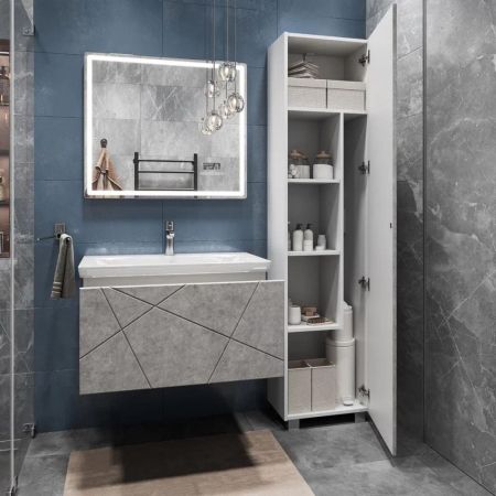 Тумба под раковину подвесная VIGO Geometry 035 бетон, 80 см, артикул 035 бетон