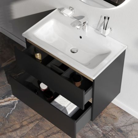 M85AFHX0802BM X-Joy, База под раковину, подвесная, 80 см, 2 ящика, черный матовый, артикул M85AFHX0802BM