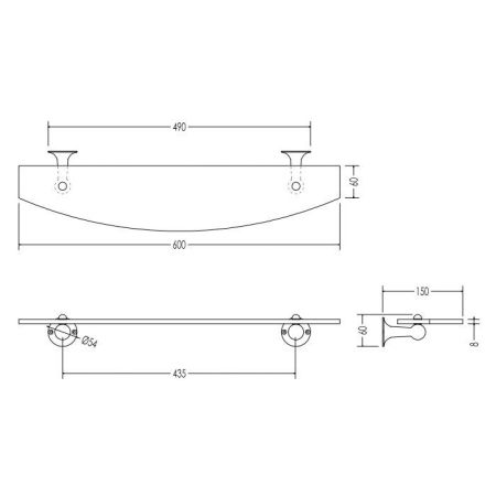 Devon&Devon New York Полочка стеклянная, хром, артикул NY110CR