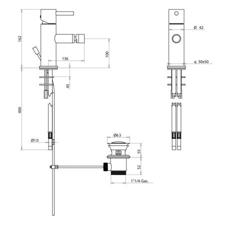 Bongio T-Square Смеситель для биде, цвет хром, артикул 52522CRPR