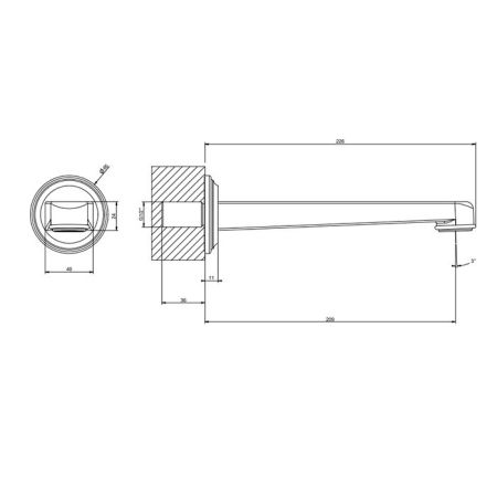 GESSI VENTI20 Излив для ванны 209 мм., настенный, цвет Antique Brass, артикул 65103#713