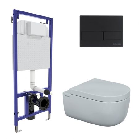 Комплект BERGES для монтажа  подвесного унитаза: инсталляция NOVUM525, кнопка L5 SoftTouch черная, унитаз EGO XL 54 см, сиденье дюропласт Toma SO, микролифт, быстросъем, артикул 043234