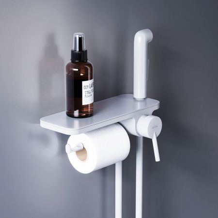 773500200 Jupiter, монтируемый в стену смеситель с гиг душем и полкой, белый, шт, артикул 773500200