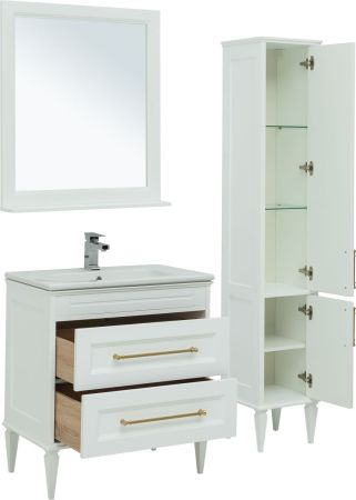 Мебель для ванной Aquanet Бостон М 80 белый (ручки золото, раковина Эйфория), артикул 00281191