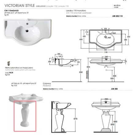 AZZURRA JUBILAEUM раковина со спинкой 112*62см с 1 отв под смеситель, цвет белый, артикул JULP1106200MBI (JUB200/110 bi))*1