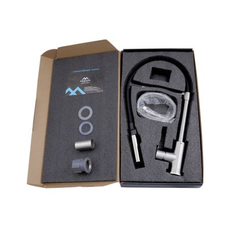 Смеситель для кухни с гибким изливом FASHUN A54511-7, сатин/черный